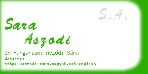 sara aszodi business card